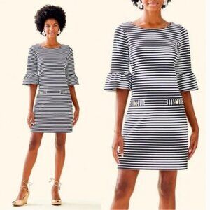 LILLY PULITZER Alden Dress Coconut Ottoman Stripe Women's Small